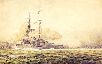 HMS Warspite in action at Jutland, 31st May 1916