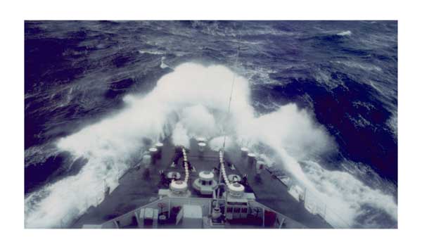 HMS Fearless in an Atlantic Hurricane, 1982