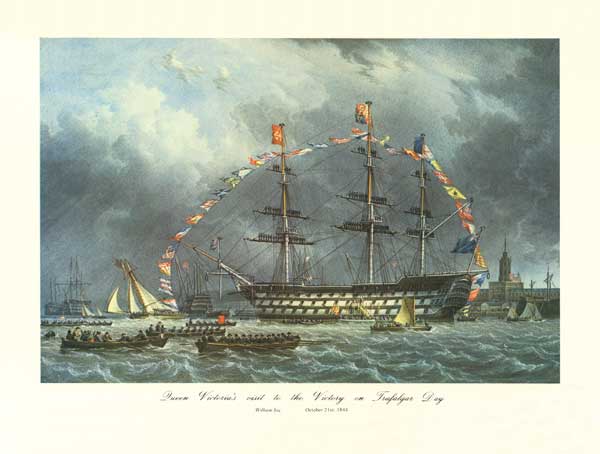 Queen Victoria Visiting HMS Victory on Trafalgar Day, 21st October 1844 - PRINT
