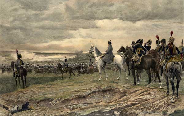 Napoleon Bonaparte Overlooking the Field of Waterloo - PRINT