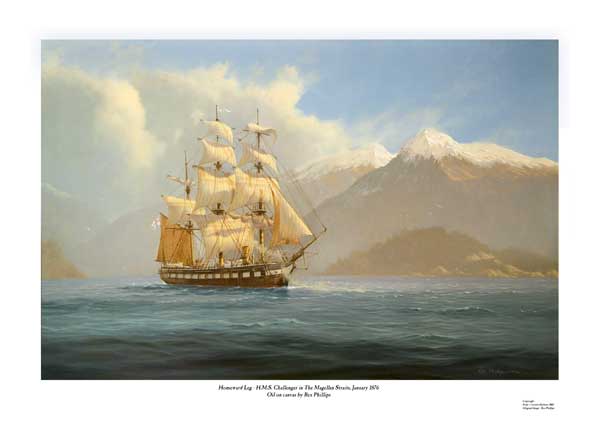HMS Challenger in the Magellan Straits