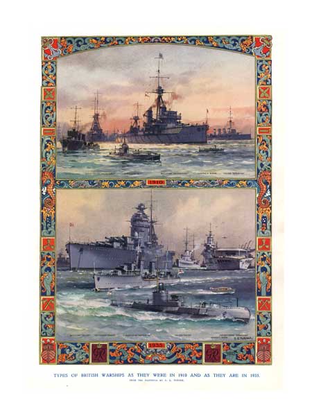 Types of British Warships as they were in 1910 and as they are in 1935